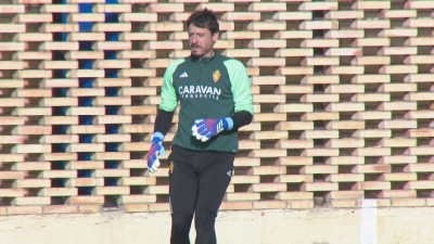 Cristian Álvarez durante el entrenamiento del jueves. Foto: Aragón Deporte