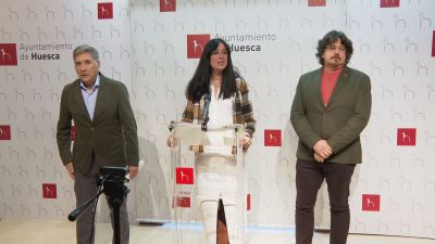 La alcaldesa de Huesca, Lorena Orduna, en la presentación del Presupuesto 2024 de la ciudad.