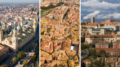 Imágenes aéreas de Zaragoza, Huesca y Teruel. / Canva