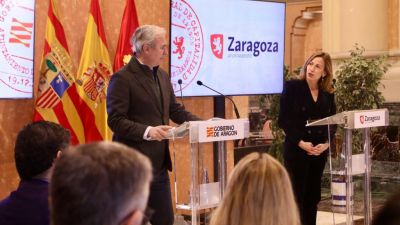 Rueda de prensa posterior a la reunión bilateral entre Jorge Azcón y Natalia Chueca. / Gobierno de Aragón. Dani Marcos