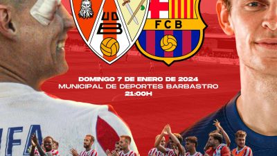 Cartel promocional del UD Barbastro - FC Barcelona
