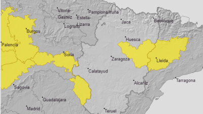 El aviso amarillo continuará el martes en la misma zona e idéntica franja horaria.