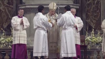 El Papa Francisco durante la primera celebración litúrgica en la basílica de San Pedro.