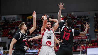 Una imagen del duelo ante el  ERA Nymburk de la primera vuelta disputado en Zaragoza.