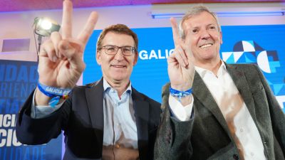 El líder del PP, Alberto Núñez Feijóo, y el presidente de la Xunta, Alfonso Rueda, en la Junta Directiva del Partido Popular. / Europa Press