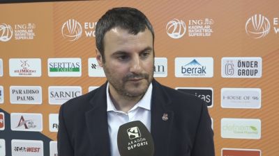 Carlos Cantero, durante su comparecencia tras el encuentro.