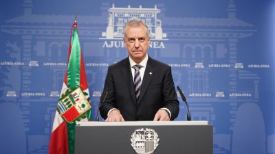El lehendakari, Iñigo Urkullu, en su comparecencia de este jueves. (Iñaki Berasaluce / Europa Press)