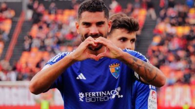 Borja Romero celebra el segundo gol del partido. Foto: CD Teruel