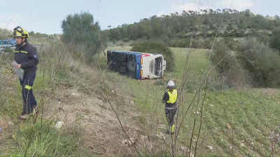 El autobús accidente el lunes en Mallorca.