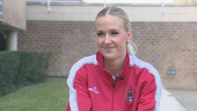 Petra Holesinska, durante su charla con Aragón Deporte.