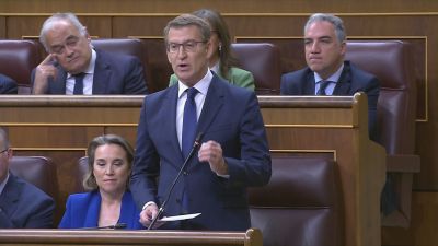 Alberto Núñez Feijóo durante la sesión de control al Gobierno.