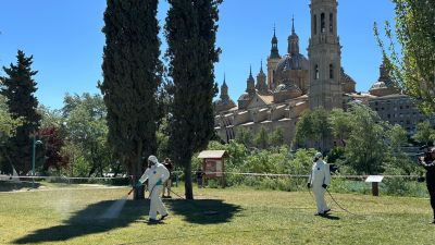 Tratamiento contra las garrapatas en Macanaz. / Ayuntamiento de Zaragoza