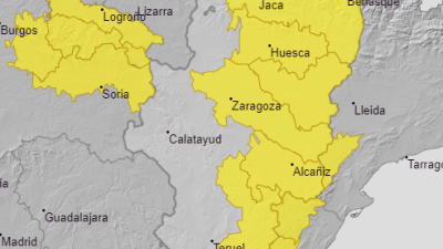 Mapa de los avisos para Aragón para este domingo. | Aemet
