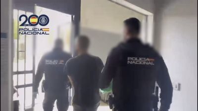 Momento de la detención del fugitivo en Huesca. / Policía Nacional