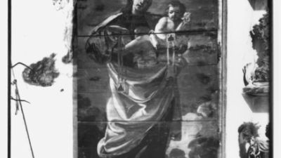 Virgen del carmen en un armario reliquiario de la parroquia de Fuendetodos que fue destruido durante la guerra / Fundación Goya en Aragón