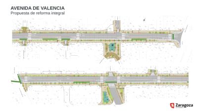 Diseño de la reforma de la avenida de Valencia planteada por el Ayuntamiento de Zaragoza.