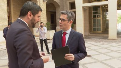 El vicepresidente primero del Gobierno de Aragón, Alejandro Nolasco, junto al ministro de Presidencia, Félix Bolaños.