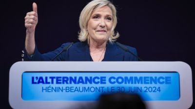 Marine Le Pen tras conocer los resultados de la primera vuelta. /  @MLP_officiel (EFE)