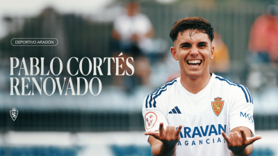 Pablo Cortés renueva con el Real Zaragoza. Foto: X del Real Zaragoza.