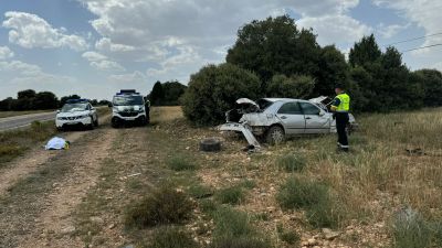 Lugar del accidente en el término municipal de La Puebla de Valverde (Teruel). / Guardia Civil
