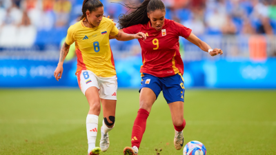 Imagen de Salma Paralluelo ante Colombia. Foto: Selección Española Femenina de fútbol.