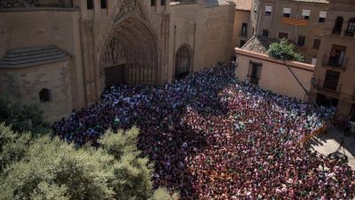 Lanzamiento del cohete anunciador de las Fiestas de San Lorenzo 2023. / Europa Press