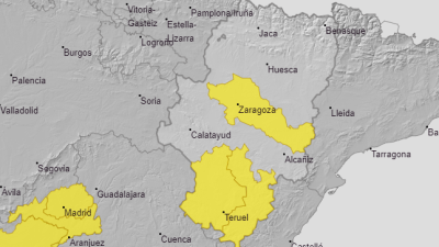 Alerta amarilla por tormentas en tres zonas de Aragón. / Aemet