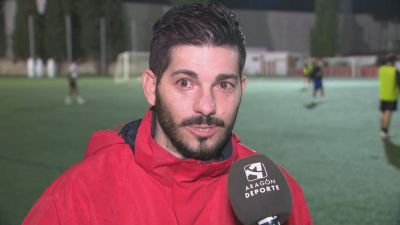 Imagen de la entrevista en Aragón Deporte en el entrenamiento del lunes