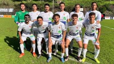 Once de la UD Barbastro en su duelo ante el Anguiano de este domingo.