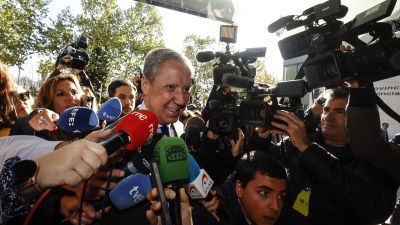 Eduardo Zaplana el pasado mes de abril llegando a declarar por el caso Erial. / Europa Press. Rober Solsona