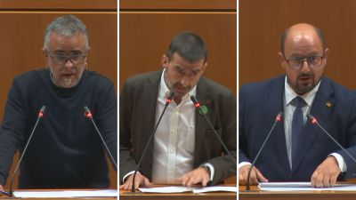 De izquierda a derecha, Andoni Corrales, Álvaro Sanz y Alberto Izquierdo. / Aragón TV