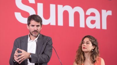 El portavoz de Sumar, Ernest Urtasun y la secretaria de Organización del partido, Lara Hernández. Eduardo Parra / Europa Press