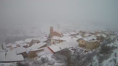 Nieve en Valdelinares este miércoles. / Aragón TV