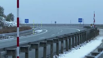 Los coches con nieve solo podrán acceder a Monrepós con neumáticos especiales. / Aragón Tv