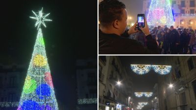 Encendido de las luces de Navidad este sábado en Huesca. / Aragón TV