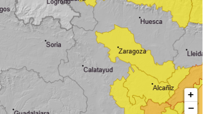 Avisos de la Aemet para la jornada del viernes en Aragón. / Aemet