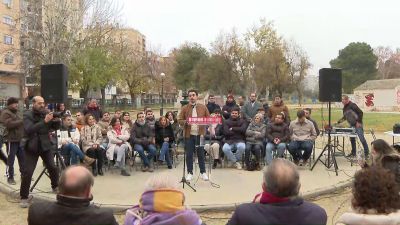 Darío Villagrasa ha presentado este sábado en la capital aragonesa su candidatura a la secretaría general del PSOE Aragón. / Aragón TV