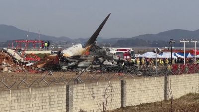 El avión estrellado en Corea del Sur. / Reuters