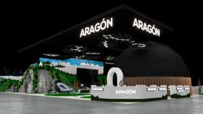 Recreación virtual del espacio de Aragón en FITUR 2025. / Gobierno de Aragón
