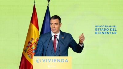 Pedro Sánchez durante el anuncio de las medidas en materia de vivienda. / Europa Press. Eduardo Parra