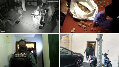 Uno de los robos que llevaron a cabo e imágenes de la actuación de la Guardia Civil. / Guardia Civil