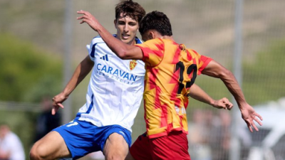 Acción del choque entre el Ejea y el Dep Aragón. Foto: Cantera RZ