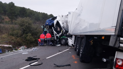 Accidente entre dos camiones en Fitero. / Policía Foral de Navarra