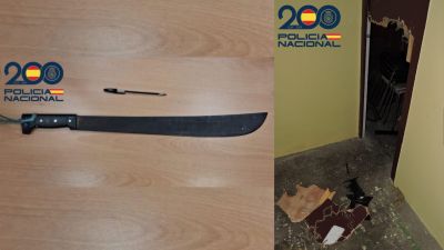 La Policía intervino un machete de grandes dimensiones con el que los autores acudieron provistos para la comisión de los robos. / Policía Nacional