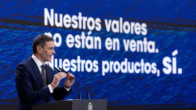 Pedro Sánchez durante la presentación del plan de ayudas en la Moncloa. / Europa Press. Eduardo Parra