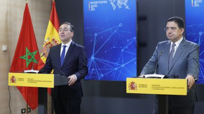 Albares y Bourita comparecen tras reunirse en Madrid. / EFE