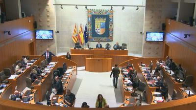 El pleno de Las Cortes ha tratado el tema de la visita de Ábalos a Teruel en el 2020. / Aragón Tv