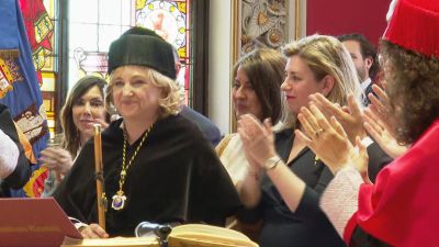 Rosa Bolea en su nombramiento como rectora. / Aragón TV