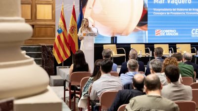 Mar Vaquero durante la presentación del informe de siniestralidad. / Gobierno de Aragón