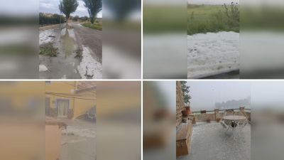 Efectos de las tormentas de este martes en varias localidades aragonesas.